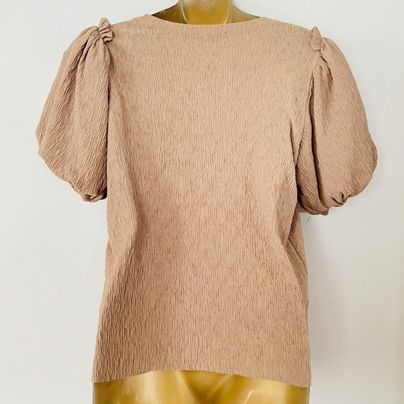Zara tan puff sleeve top size small - Picture 4 of 5